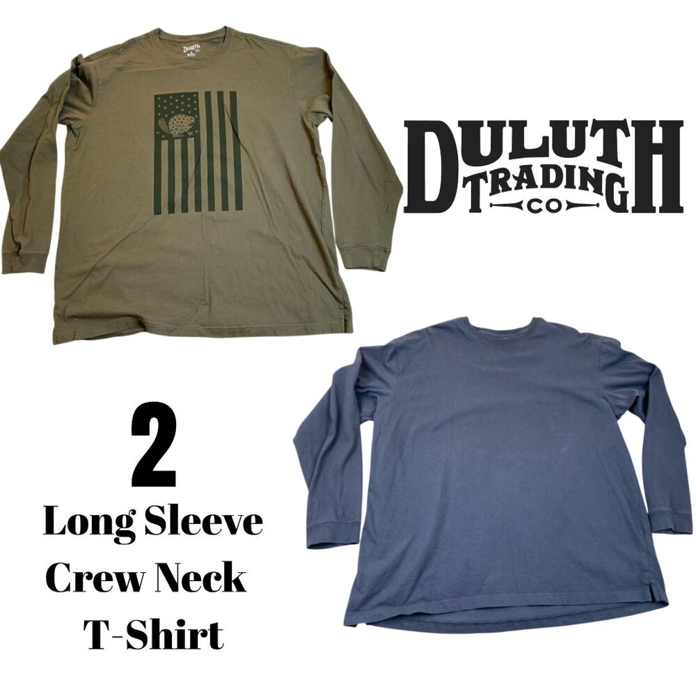 2 Duluth Trading Co. Mens T-Shirt XL Lot Of Two Longtail Long Sleeve Casual Tee